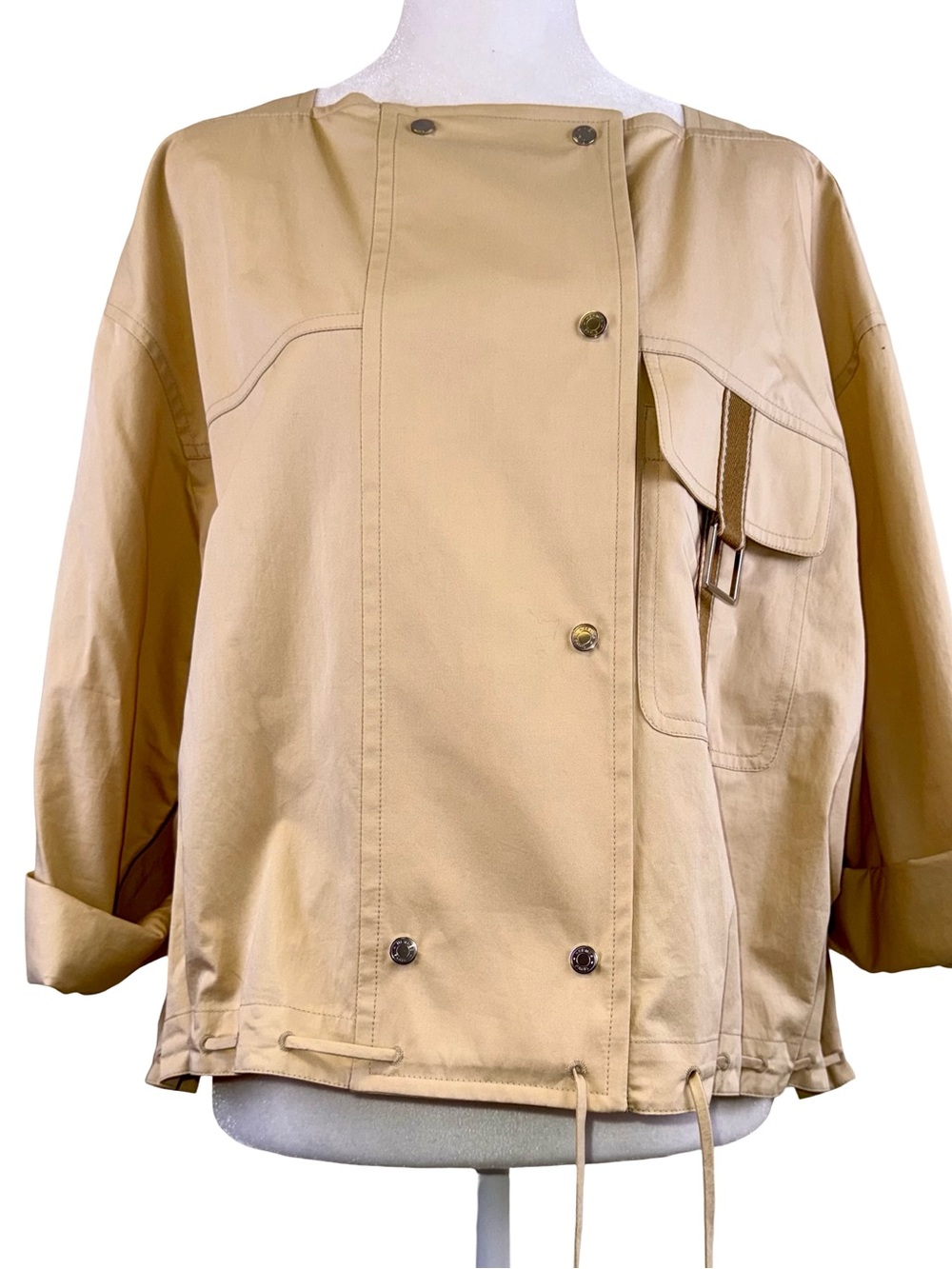 HERMES CROPPED LIGHT JACKET IN BEIGE COTTON BLEND